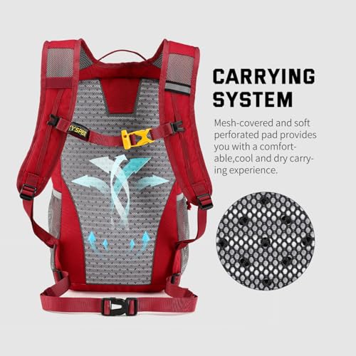 SKYSPER Leicht Wanderrucksack Klein Rucksack mit Rückenbelüftung Trekkingrucksack aus atmungsaktivem 3D Air Mesh Polyester Camping Outdoor Wandern Rucksack