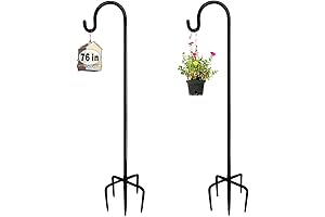 2-Pack: 76 Inch Adjustable Heavy Duty Black Hanging Pot Stand Base for Outdoor Garden