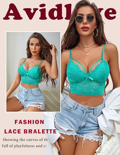 Image of Avidlove Lace Bralette for Women Lingerie Spaghetti Adjustable Strap Tank Camisole Crop Top
