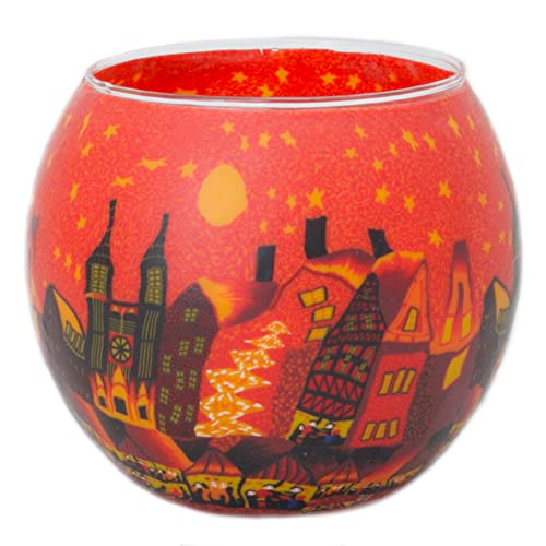 Hellmann Versand Leuchtglas 489 Weihnachtsstadt rot