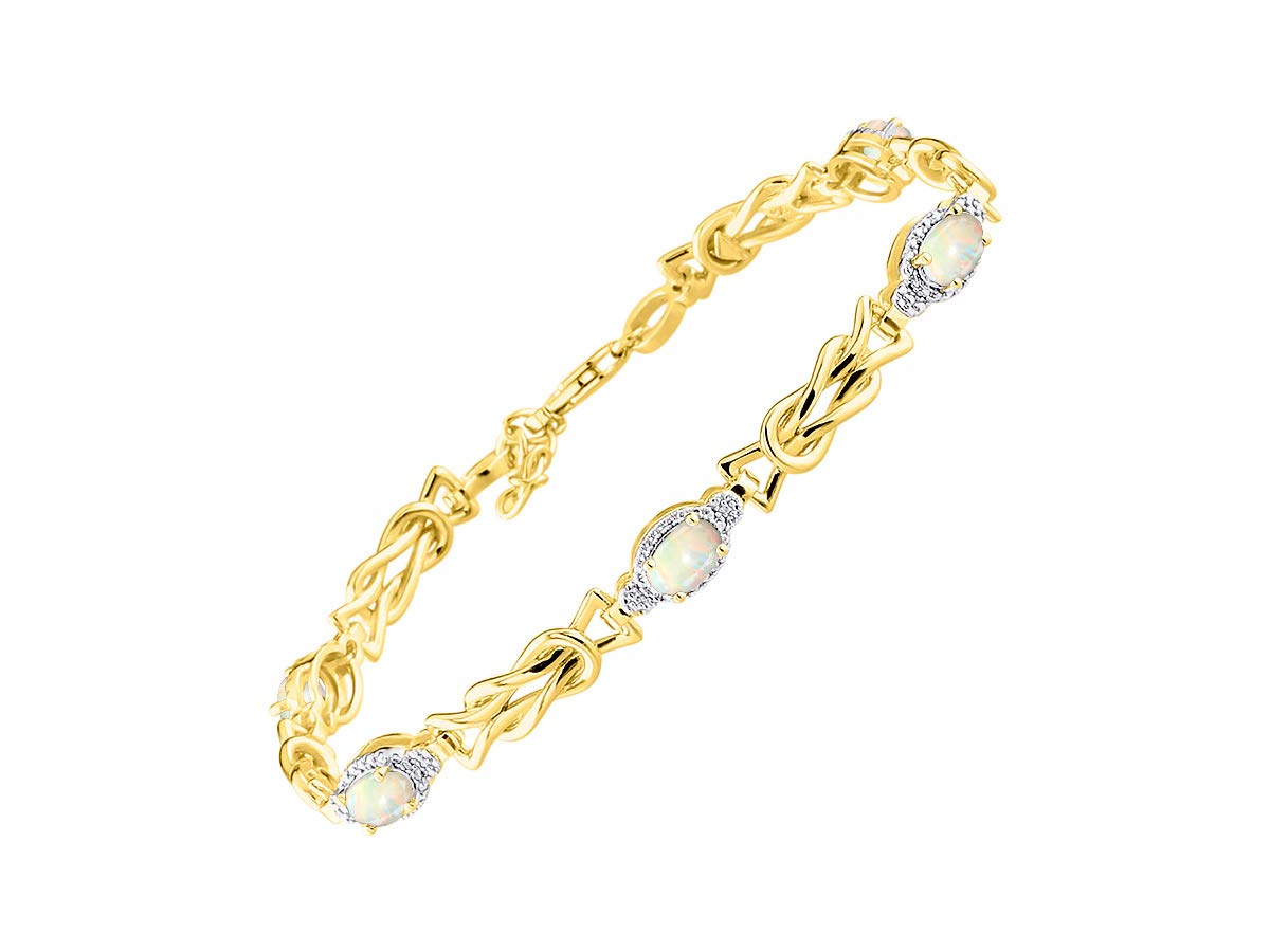 RYLOS Bracelets for Women Yellow Gold Plated Silver Love Knot Tennis Bracelet Gemstone &amp; Diamonds Adjustable to Fit 7"-8" Wrist, 5 Gorgeous 6X4MM Jewelry for Women Friendship Bracelets