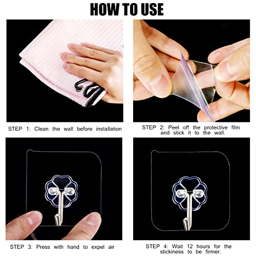 Adhesive Hooks, 32 Pack 33Lb(Max) Sticky Hooks, Transparent Reusable Removable Adhesive Hooks For Hanging, Wall Hooks For Hanging Can Be Use For Kitchen Bathroom Shower Outdoor Home Improvement #TOP2