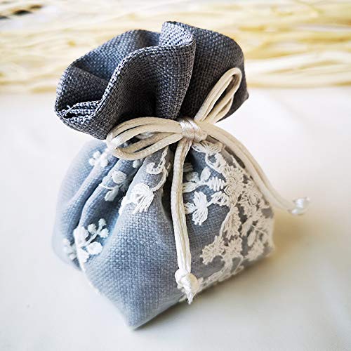 Bolsa de tela con cordón de algodón suave y yute para joyas y regalos