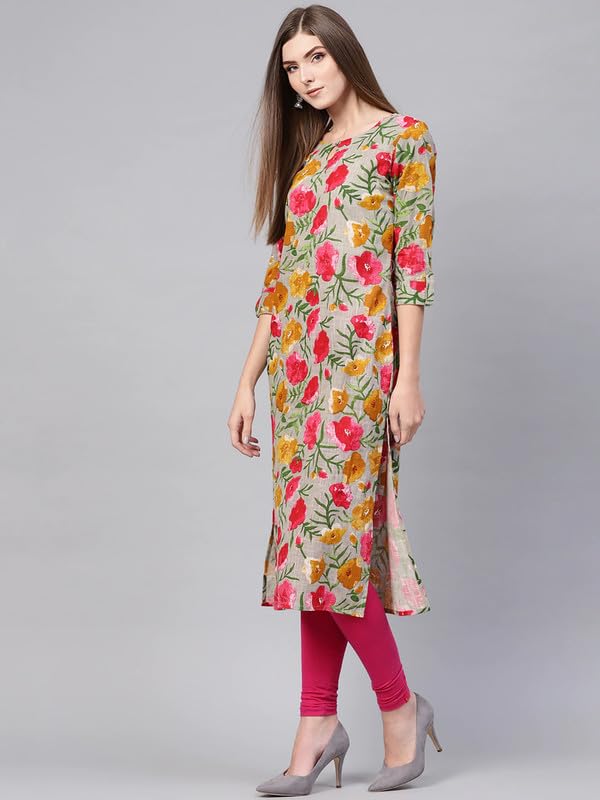 Image of Vaamsi Women's Rayon Blend Straight Fit Floral Printed Straight Kurti (VCK1131A)