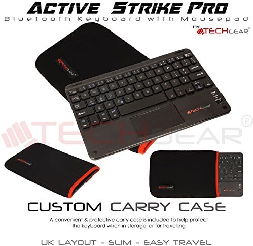 TECHGEAR [Active Strike Pro] Slim Bluetooth Wireless UK QWERTY Keyboard with Mouse Touchpad for Samsung Galaxy Tab S8 Ultra, S8, S8+, S7, S7+, S6, S5e, S4 10.5", Tab S3 9.7" (+ Keyboard Carry Case)