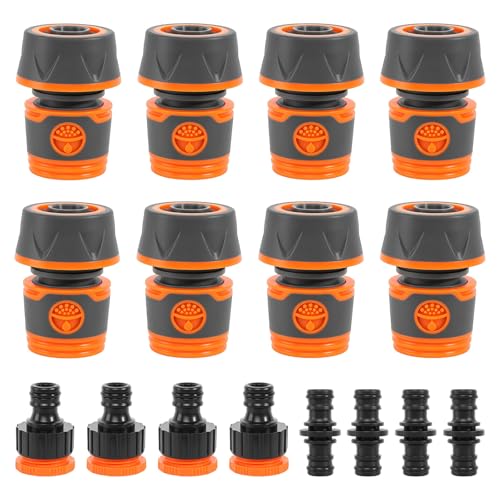 Embout Tuyau Arrosage, 8 Pièces 3/4 Pouce Extension rapide du tuyau Kit de Raccord Tuyau d'Arrosage Avec 5 Pièces connecteur pour début et Fin de Tuyau...