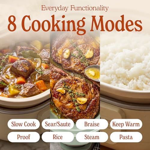 Image of MAGNIFIQUE 6 Quart Programmable Casserole Slow Cooker, 8-in-1 Multi Cooker with Removable Non-Toxic Stoneware Crock, Claypot Slow Cooker, Rice-cooking, Nonstick, Oven Safe Pot to 450F, Oatmeal