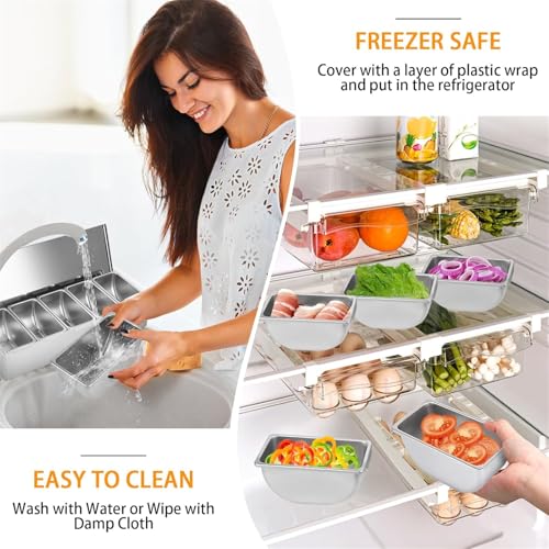Conteneur à ingrédients pour pizza en inox 304 à 5 compartiments avec couvercle