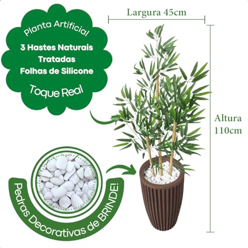Bambu Artificial 1 Metro Grande Vaso Polietileno Decoração (Coluna Marrom)