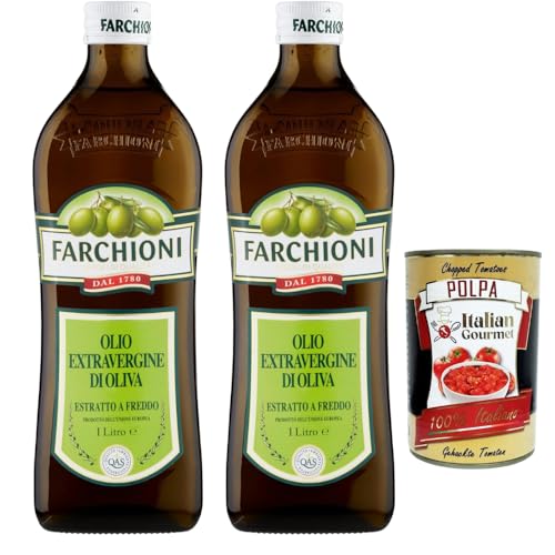 Italian Gourmet Bundle 2x 1L Natives Olivenöl Extra + Italian Gourmet Polpa, kalt extrahiertes Olivenöl, aus Oliven der Europäischen Union, 2 Liter Vorratspack für Küche, Salate und mediterrane