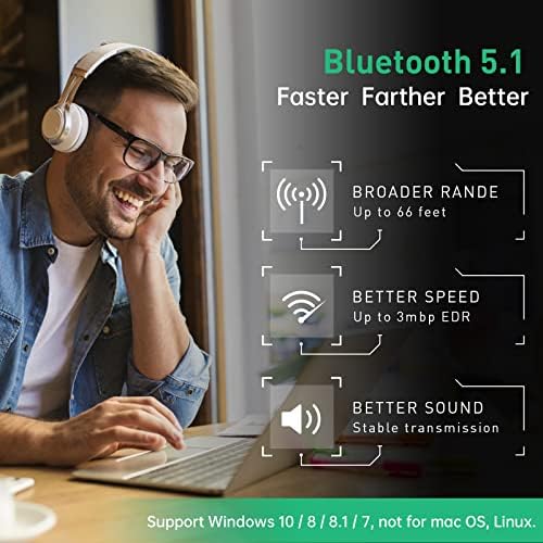 EDUP Bluetooth 5.1 Adapter Dongle for PC, USB Bluetooth Receiver Transfer for Laptop Computer Desktop,Bluetooth Headphones Speakers Keyboard Mouse Printers, Windows 11/10/8.1/8/7
