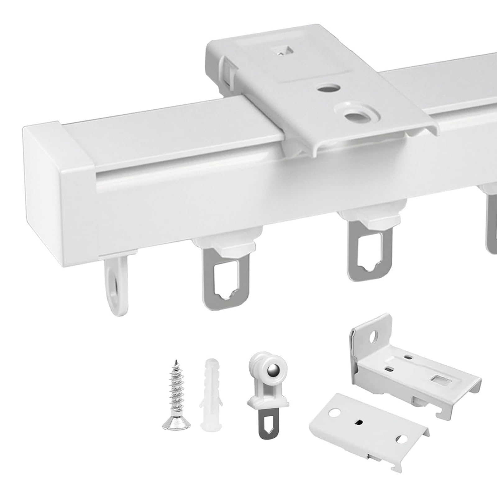 Heavy Duty Curtain Track Aluminum Curtain Rail for Ceiling Or Wall Mounting, Privacy Room Divider,Wall Thickness 2.0-2.5 mm, Aluminum Alloy, Mute Flexible Slide, Can Hang Heavy Curtains (Color : Whit