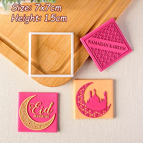 6Pcs Eid Mubarak Cookie Cutters Ramadan Press Stamp Biscuit Mold Fondant Baking Tool For Eid Mubarak Decor Party #TOP3