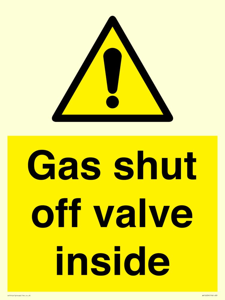 Gas shut off valve Inside Sign - 300x400mm - A3P