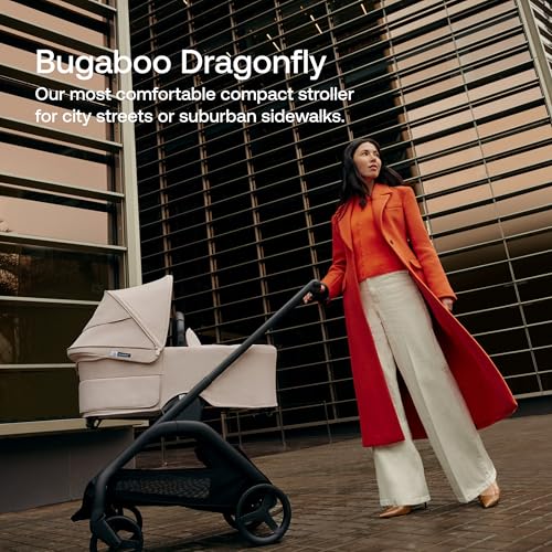 Image of BugaboBugaboo Dragonfly City Stroller - 2-in-1 Full-Size Bassinet & Toddler Seat - One-Hand Fold, All-Terrain Suspension, Large Storage Basket, Urban Lightweight Stroller with Sun Canopy - Dark Cherry