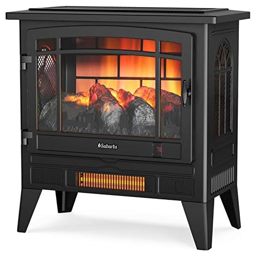 TURBRO Suburbs TS25 Electric Fireplace Infrared Heater - Freestanding Fireplace Stove with Adjustable Flame Effects, Overheating Protection, Timer, Remote Control - 25" 1400W Black