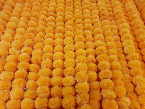 SHYAMVUN Künstliche Ringelblumen-Girlande, Toran, 5 Stück, Phool-Mala, für Zuhause...