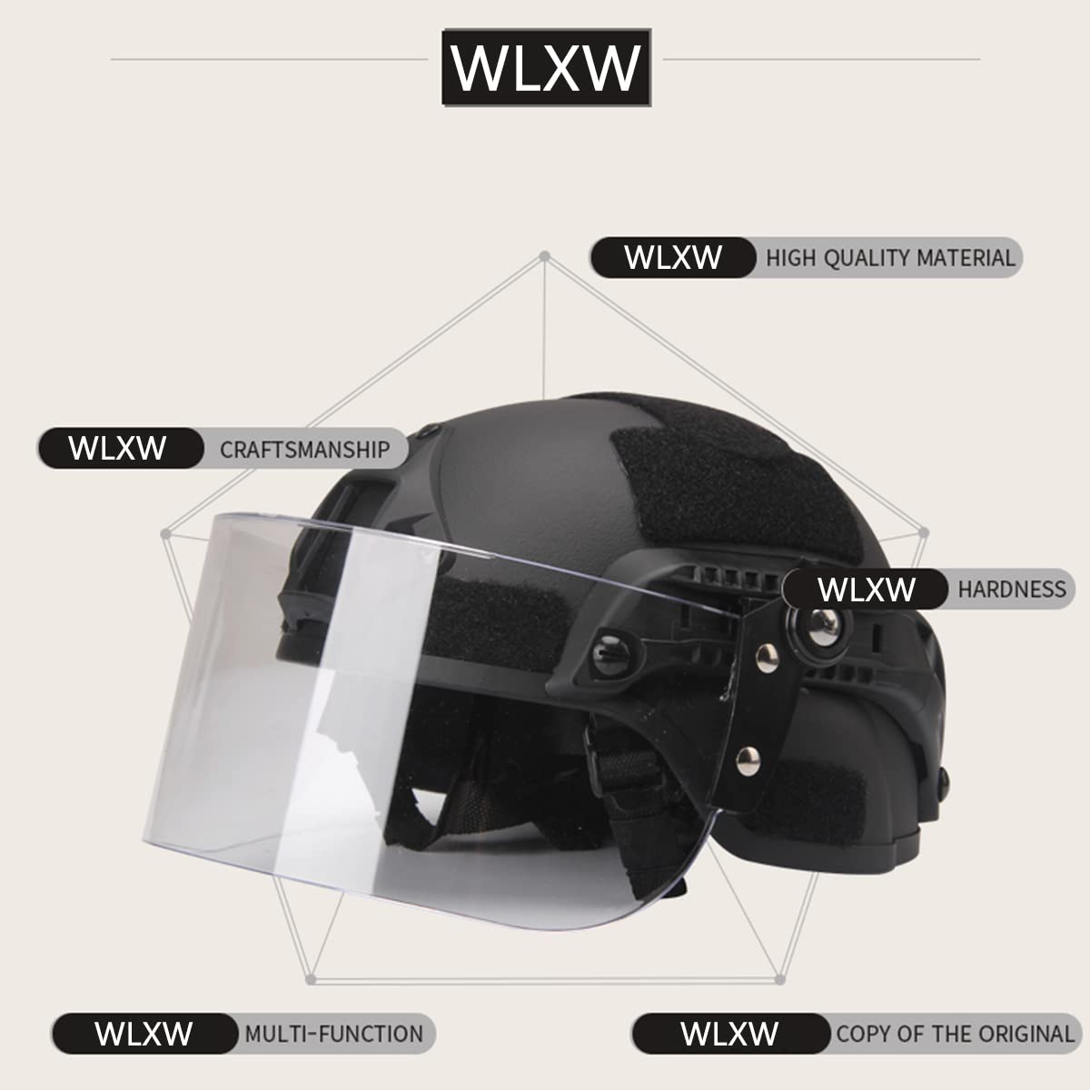 WLXW Casco Tattico Airsoft Paintball, Casco Militare da Combattimento dell'Esercito MICH2000, con Occhiali Parasole per CS Cacciavite da Caccia di Guerra Equipaggiamento Protettivo