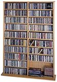 Leslie Dame High Capacity Oak Veneer Multimedia Storage Rack, Oak