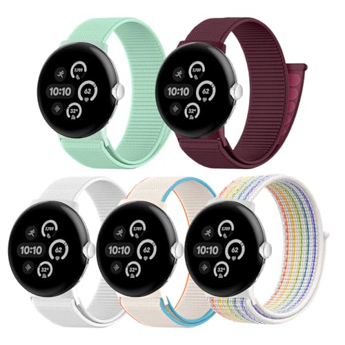 Zspoly �i�C�������[�v�X�|�[�c�o���h Google Pixel Watch 4/3/2/1�p �o���h 45mm 41mm 5�p�b�N �\�t�g �ʋC�� �ґg�����p�X�g���b�v �j�����p, 45mm, �i�C����, �W�F���X�g�[���Ȃ�