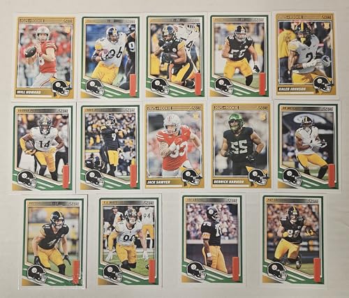2025 Score Football Panini Pittsburgh Team Set Steelers 14 Cards W/ Drafted Rookies 8 Joe Greene 90 Pat Freiermuth 102 Alex Highsmith 111 T.J. Watt 179 Chris Boswell 180 George Pickens 225 Jaylen Warren 245 Jerome Bettis 264 DK Metcalf 300 Payton Wilson Rookies 3 Will Howard 12 Kaleb Johnson 81 Derrick Harmon 83 Jack Sawyer