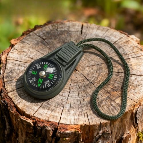 5 Pcs Mini Survival Compass with Lanyard, Waterproof Pocket Compass for Hiking, Camping, Backpacking, Outdoor Emergency Navigation Tool