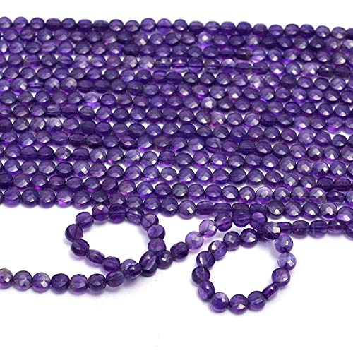 AAA + rzadki ametyst kamień szlachetny 4 mm fasetowane koraliki Briolette | 30 cm | Afrykański ametyst, półprecyzyjne kamienie szlachetne, fantazyjne perły w opakowaniu 5 sztuk, ma?y, materiał,