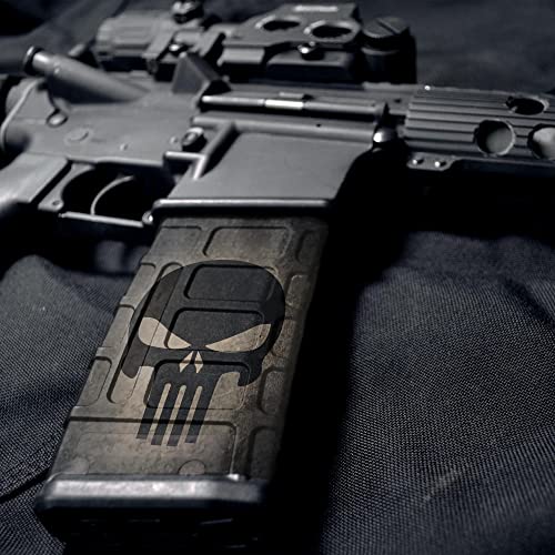 Gunskins Ar-15 Mag Skin - Premium Vinyl Mag Wrap With Precut Pieces - Easy To Install And Fits 30Rd Magazines - 100% Waterproof Non-Reflective Matte Finish - Made In Usa - Gs Skull Black #TOP4