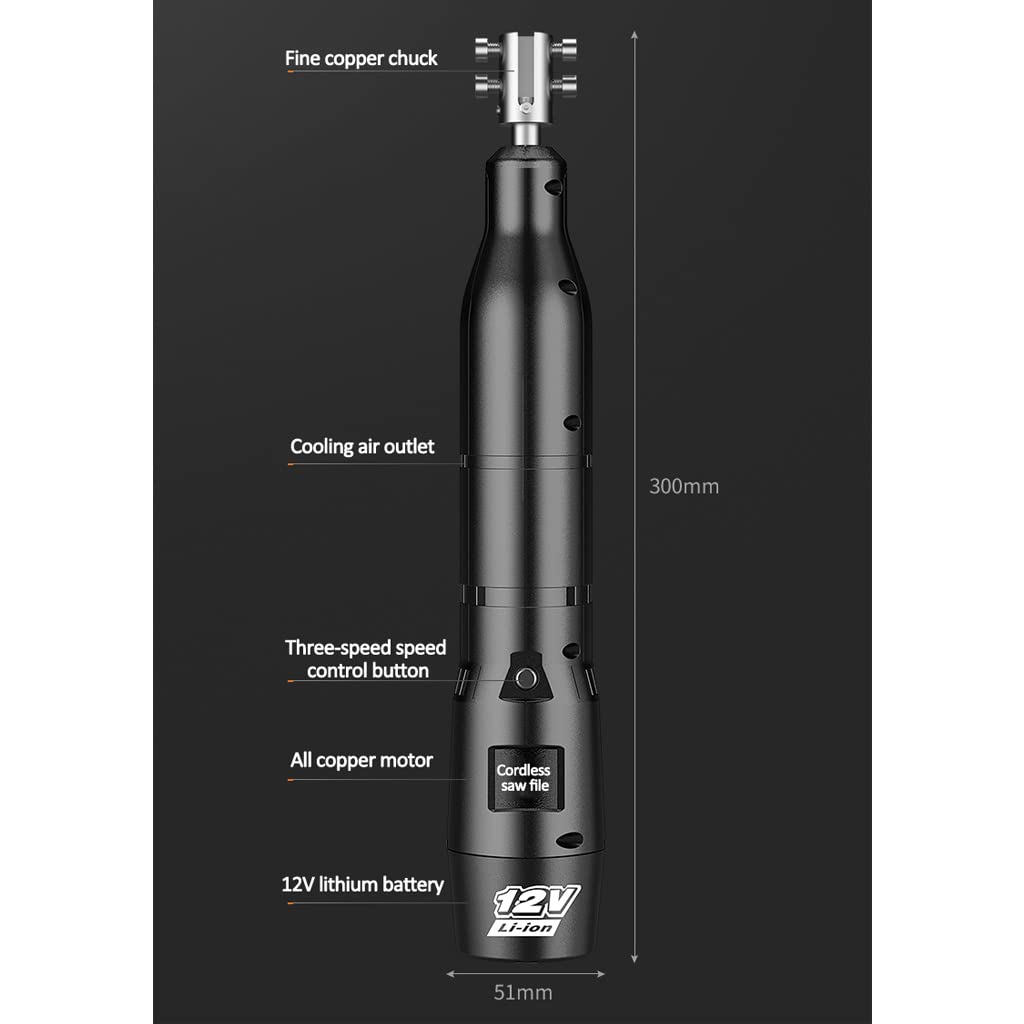 Juego de Limas y Escofinas,Máquina de Sierra de Lima Eléctrica,Limas de Acero y Hojas de Sierra,Batería de Litio de 12 V,para Corte de Perfil de Vidrio/cerámica/Madera/carburo/joyería