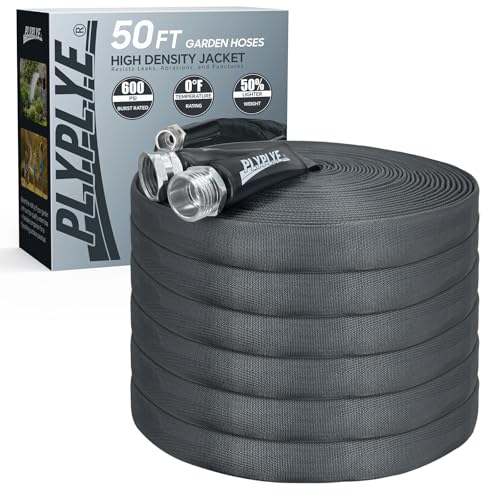 50ft Non-Expanding Garden Hose – Ultra-Light, Kink-Free, High-Pressure, Abrasion-Resistant, Durable, All-Weather, Eco-Friendly, Black&Gray