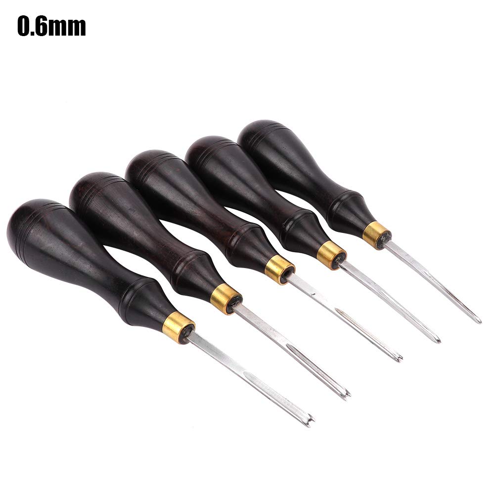 Set di Attrezzi per Smussatura per Bordi in Pelle, Smussatrice per Bordi in Pelle, Smussatrice per Bordi in Pelle a Bocca Larga, Rifinitore per Bordi in Pelle con Manico in Legno(0.6mm