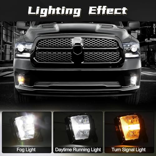 Phares antibrouillard LED étanches DRL bicolores Dodge Ram 1500 - 4