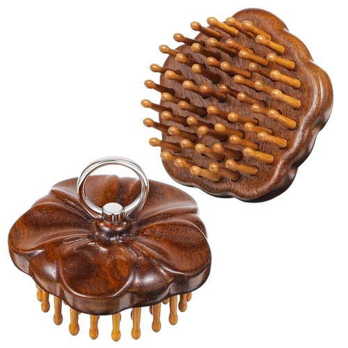 MBAIYO Wooden Round Scalp Massager Brush for Promote Hair Growth, Natural Bamboo Head Massage Tool...