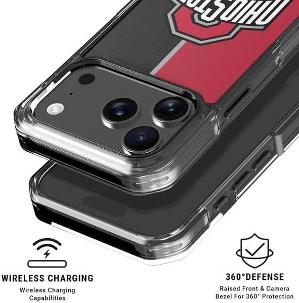 Skinit Phone Case Compatible with MagSafe iPhone 17 Pro Max - Officially Licensed Ohio State University OSU Buckeyes Split Design
