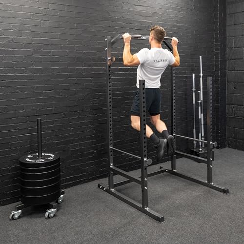 GYM MASTER Heavy Duty Half Power Cage Weight Lifting Squat Rack & Dip Station Tower - Image 5