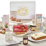 Edmond & Charles Luxury Afternoon Tea Hamper | Premium Gift Box with Teas, Gourmet Biscuits, Fresh Carrot Cake, Macarons, Fudge, & Jam | Hampers Presents for Women | Set of Artisanal Birthday Treats