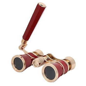 Binoculars for Opera,3X25 Central Focus Opera Glasses Binoculars, Theater Glasses with BAK-7 Prism & Handle, for Adults Kids, for Concert Theater Opera(Red-Brown)