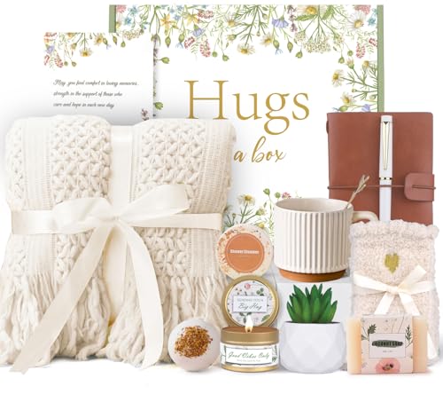 Birthday Gifts Basket for Women,Self Care Get Well Soon Care Package,Hug in A Box Relaxing Spa Gift,Sympathy,Feel Better,Inspirational Thinking of You Gifts for Friend Her Sister Mom Grandma Christmas