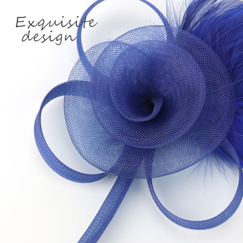 Image of DRESHOW Fascinators Hats for Women Tea Party Fascinator Hats Vintage 50s Headwear Cocktail Wedding Church Derby Hat