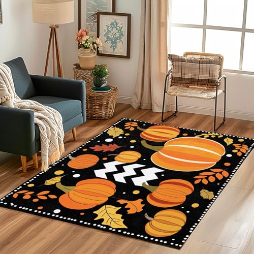Tapis de salon citrouille lavable en machine et antidérapant 160x230 cm - 3