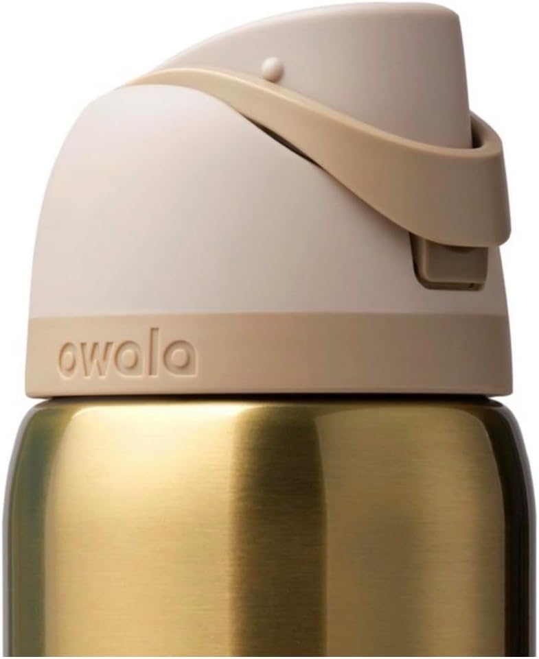 Owala FreeSip Insulated Stainless Steel Water Bottle, Metallic Gold, 32oz, Special Edition Holiday Absolute Sleigh