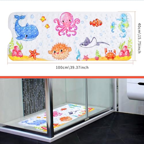 Miniatura 5 de Alfombrilla Antideslizante Para Bañera Para Niños, De 40 X 16 Pulgadas, De Dibujos Animados Grandes, Antideslizante, Para Bebé
