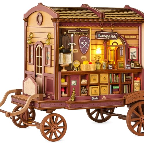 Merrifete The Traveling Magic Shop DIY Miniature House Kit w/LED