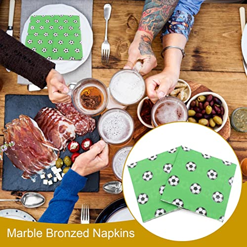 /Conjunto de decoração de mesa tema futebol | Utensílios de mesa com tema de futebol verde para part