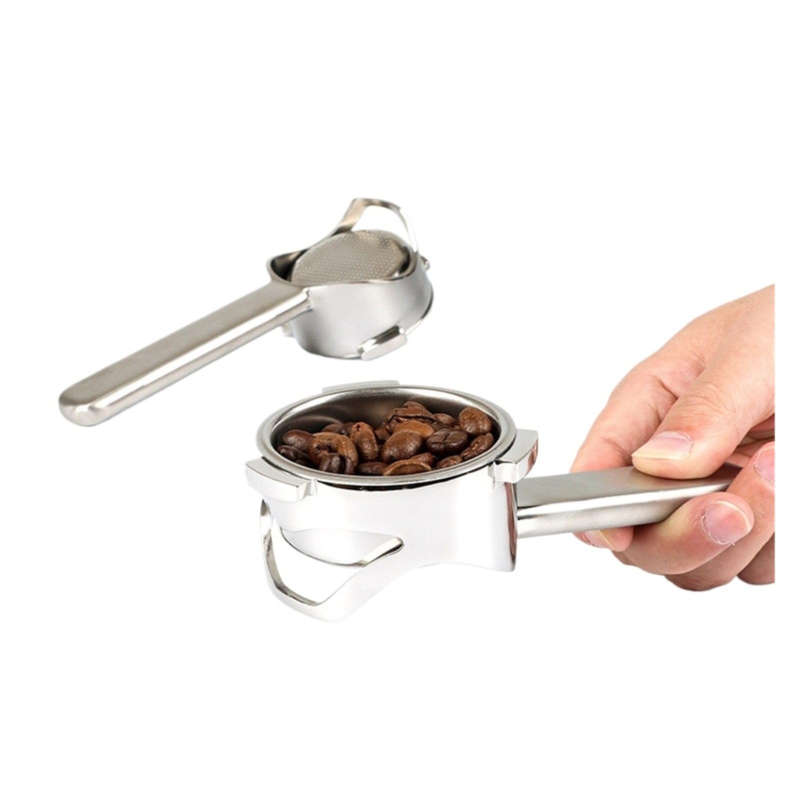 Compatible con portafiltro sin fondo Delonghi EC680 51MM | EC685,3 orejas,Desnudo,Café,Acero inoxidable,Hueco,Mango(Only handle)