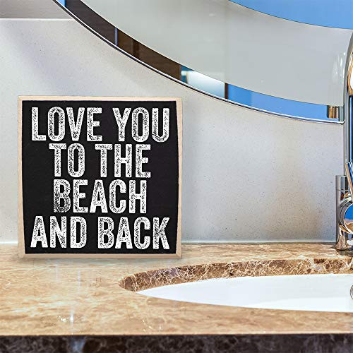 Love You to The Beach - Great Beach House Summer Decor, Romantic Couples Room Print and Farmhouse Love Sign, Unique Beach Lovers Wooden Sign Gift - Image 2