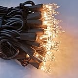 MXTCLM 100 Clear Mini Brown Wire Christmas Lights 23ft Incandescent Waterproof UL Certified Fairy String Lights for Outdoor Indoor Home Party Holiday Xmas Tree Decoration