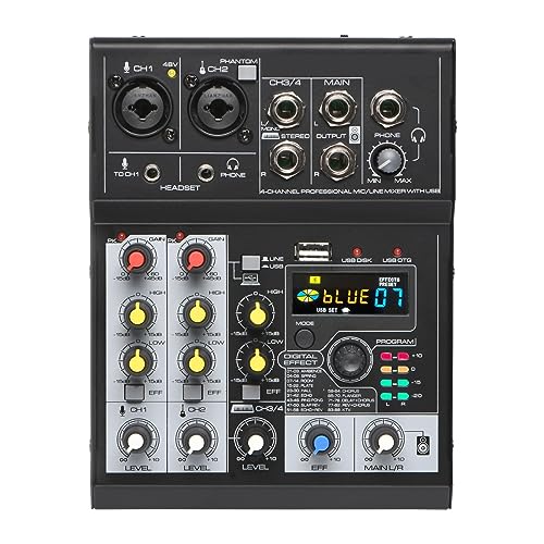 dj controller Consola de mezclas Transmisión móvil 4 canales Blue tooth PC USB Play Record 88 DSP...