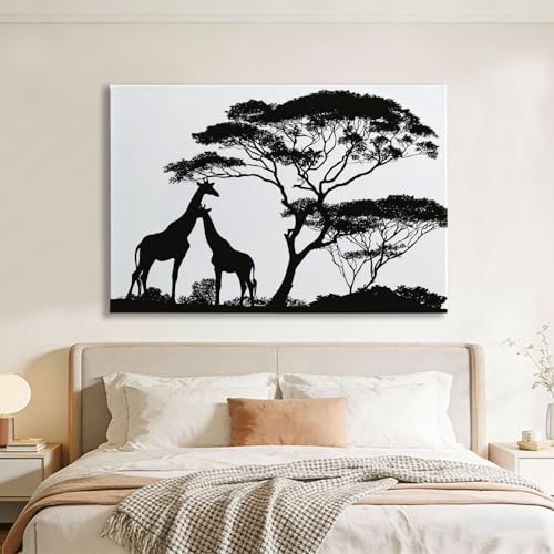 Impression sur toile style africain girafe blanche moderne 70x50