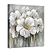 Wall Art Floral Pictures Artwork: White Lily Oil Painting Botanical Print on Canvas for Bathroom ( 12" x 12" )